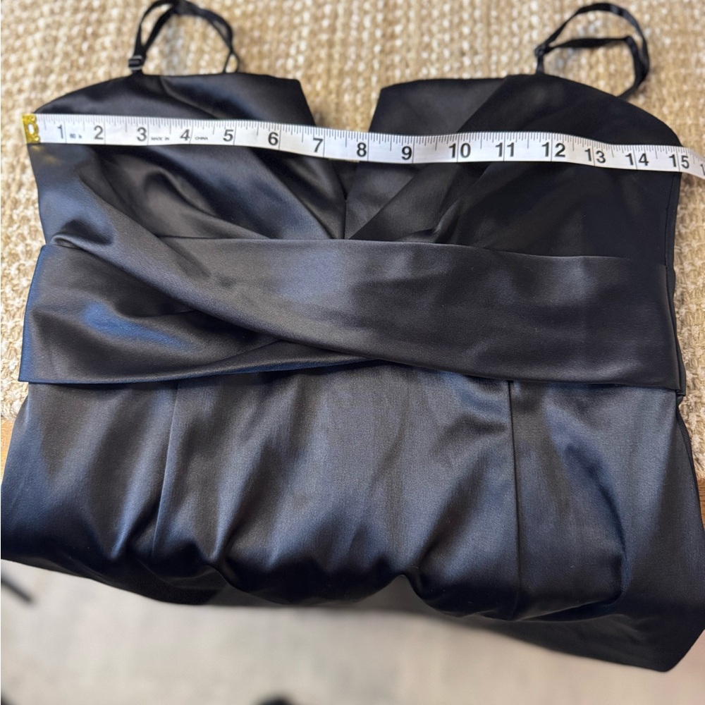 Black Satin Bodycon Cocktail Dress Quiet Luxury Date Night Midi 4 - Picture 7 of 9